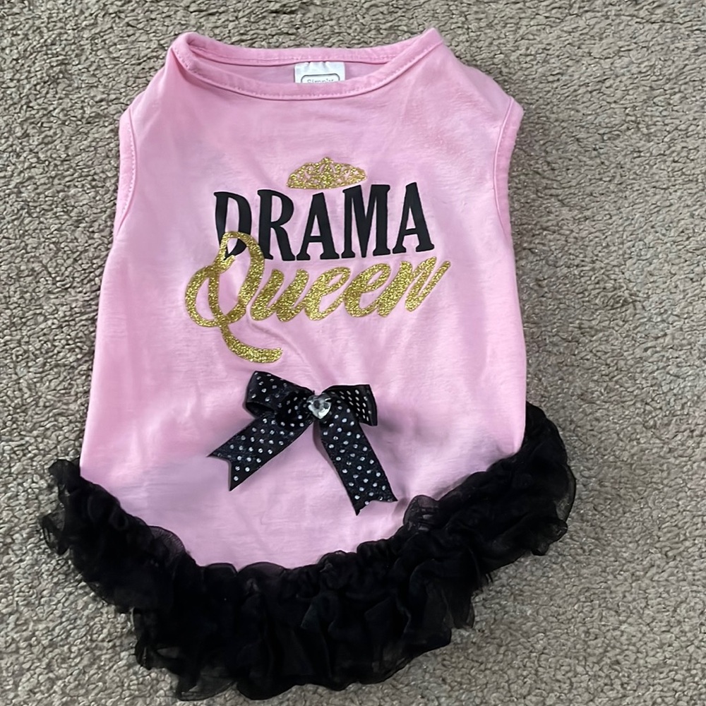 Pink Dog Shirt with with Black Tule